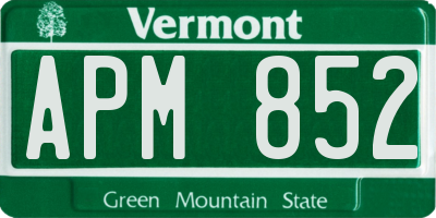 VT license plate APM852