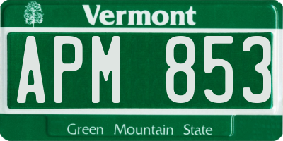 VT license plate APM853