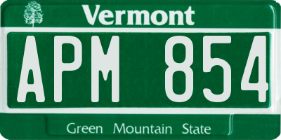 VT license plate APM854