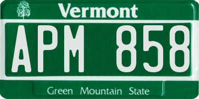 VT license plate APM858