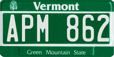 VT license plate APM862