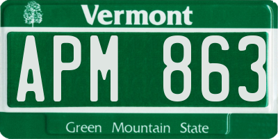 VT license plate APM863