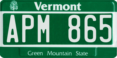 VT license plate APM865