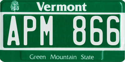VT license plate APM866
