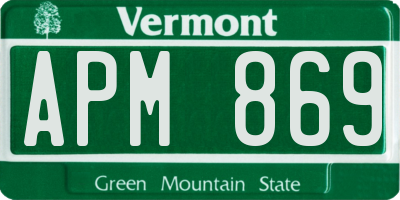 VT license plate APM869