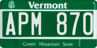 VT license plate APM870