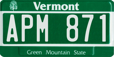 VT license plate APM871