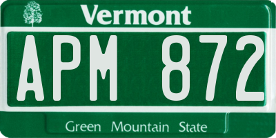 VT license plate APM872
