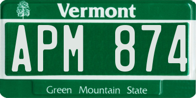 VT license plate APM874