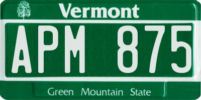 VT license plate APM875