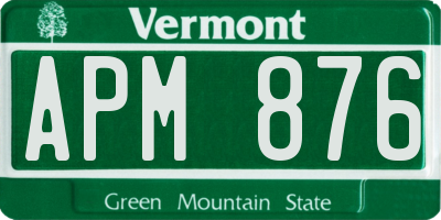 VT license plate APM876