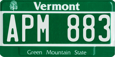 VT license plate APM883