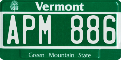 VT license plate APM886