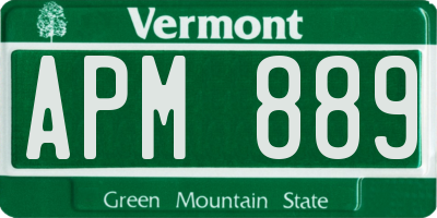 VT license plate APM889