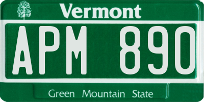 VT license plate APM890