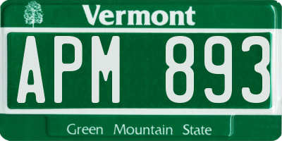 VT license plate APM893