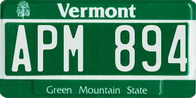 VT license plate APM894