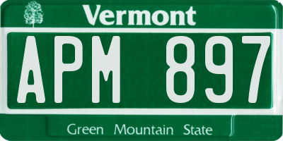 VT license plate APM897