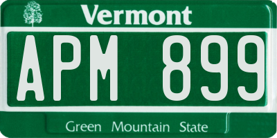 VT license plate APM899