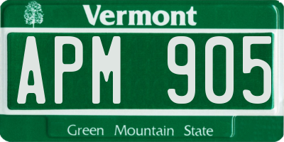 VT license plate APM905