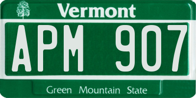 VT license plate APM907