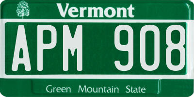 VT license plate APM908
