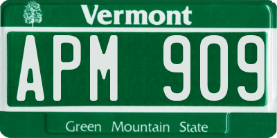 VT license plate APM909
