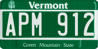 VT license plate APM912