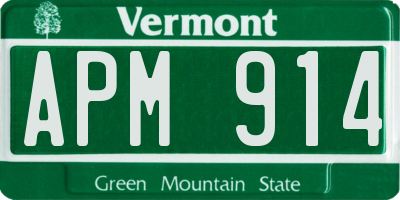 VT license plate APM914