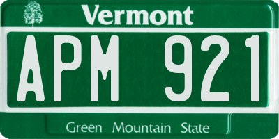 VT license plate APM921