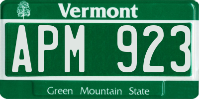 VT license plate APM923