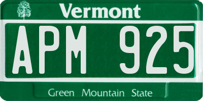 VT license plate APM925
