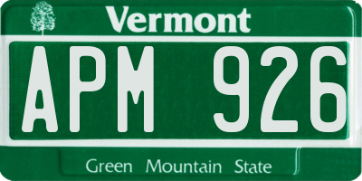 VT license plate APM926