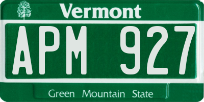 VT license plate APM927