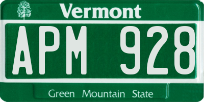 VT license plate APM928