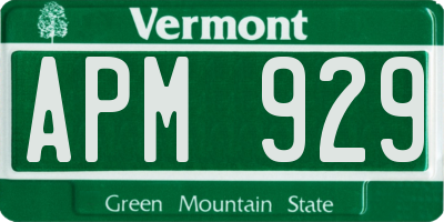 VT license plate APM929