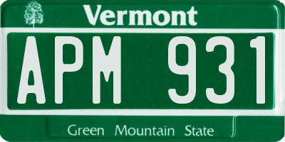 VT license plate APM931