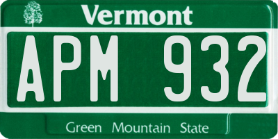 VT license plate APM932