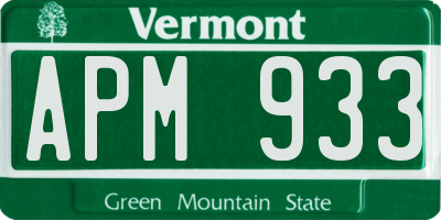VT license plate APM933
