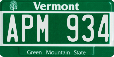 VT license plate APM934