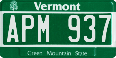VT license plate APM937