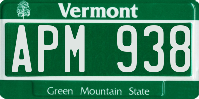 VT license plate APM938
