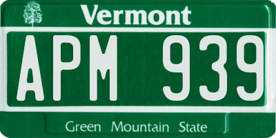 VT license plate APM939