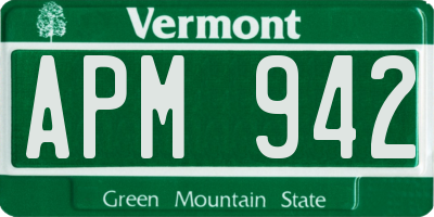 VT license plate APM942