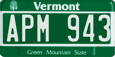 VT license plate APM943
