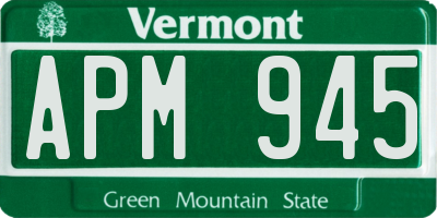 VT license plate APM945