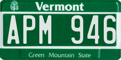 VT license plate APM946