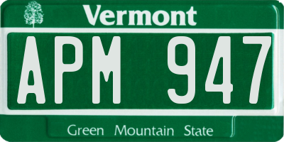 VT license plate APM947