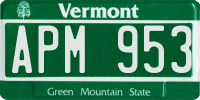 VT license plate APM953