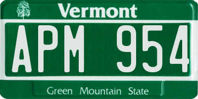 VT license plate APM954